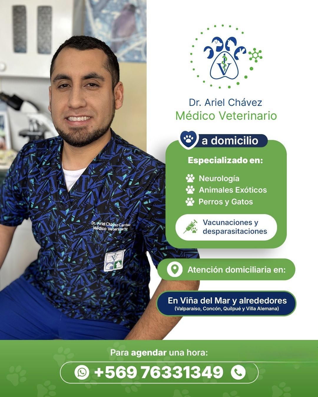Dr. Ariel Chávez - Especializado en Neurología, Animales Exóticos, Perros y Gatos